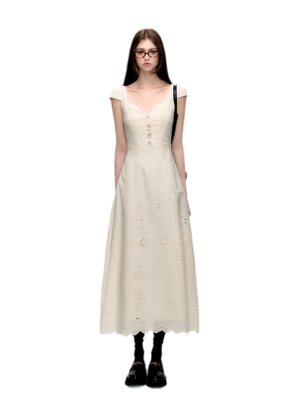 Broderie Lace Midi Dress