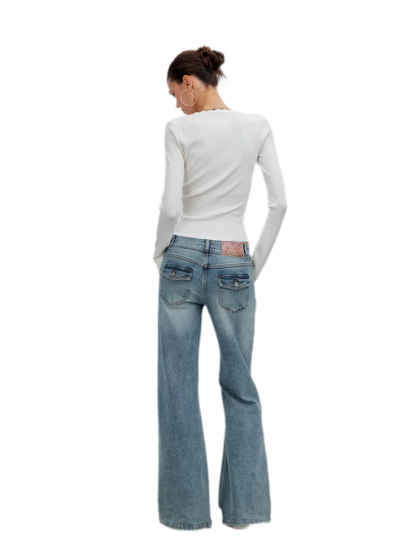 Ribbed Lace-Trim Fitted Knit Top
