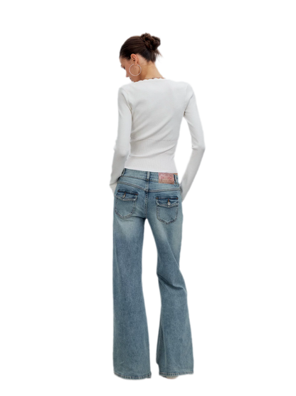 Ribbed Lace-Trim Fitted Knit Top
