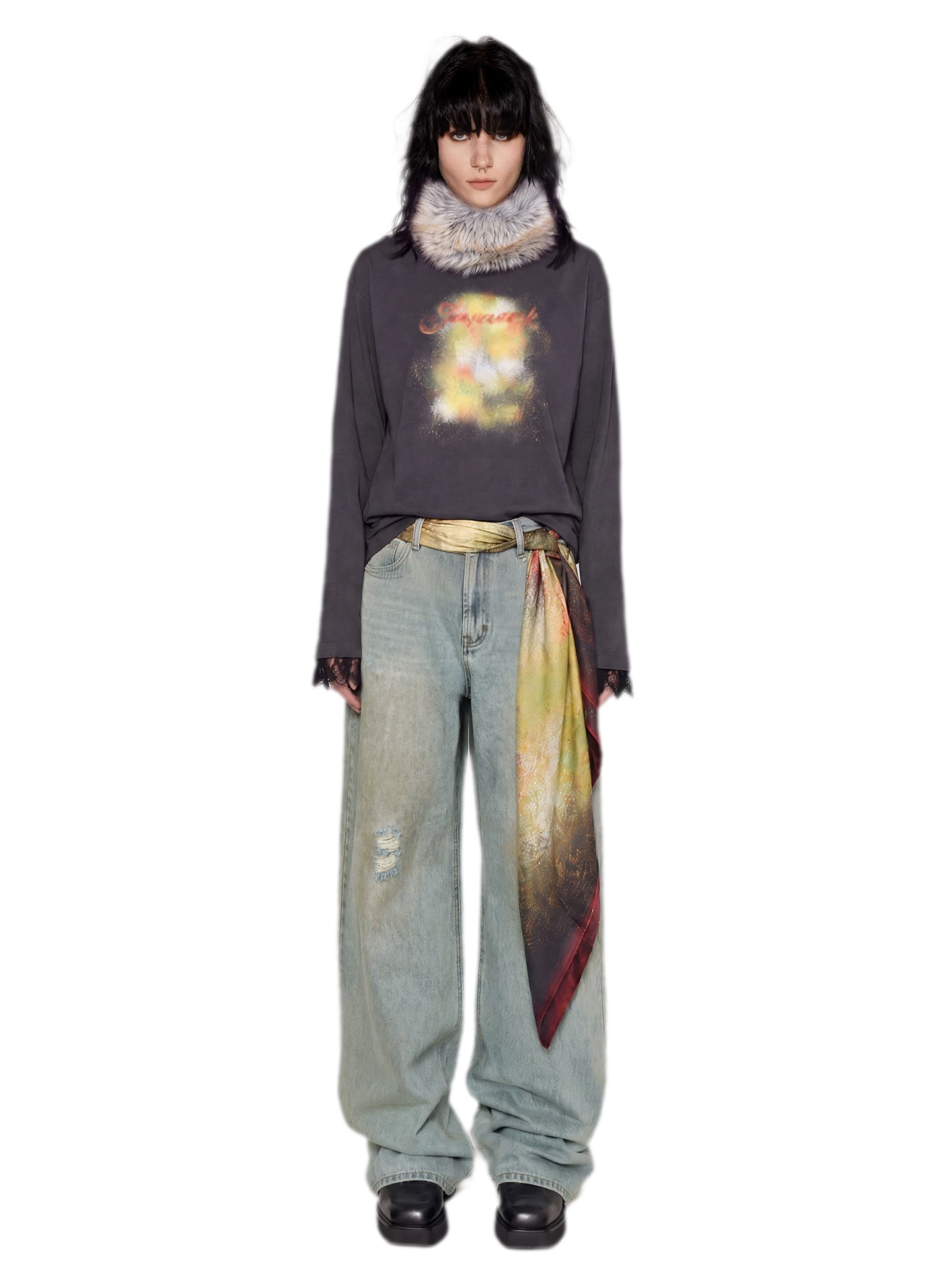 Vintage Washed Wide-Leg Jeans