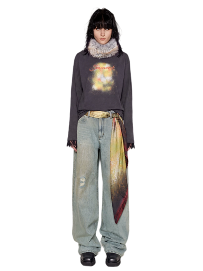 Vintage Washed Wide-Leg Jeans