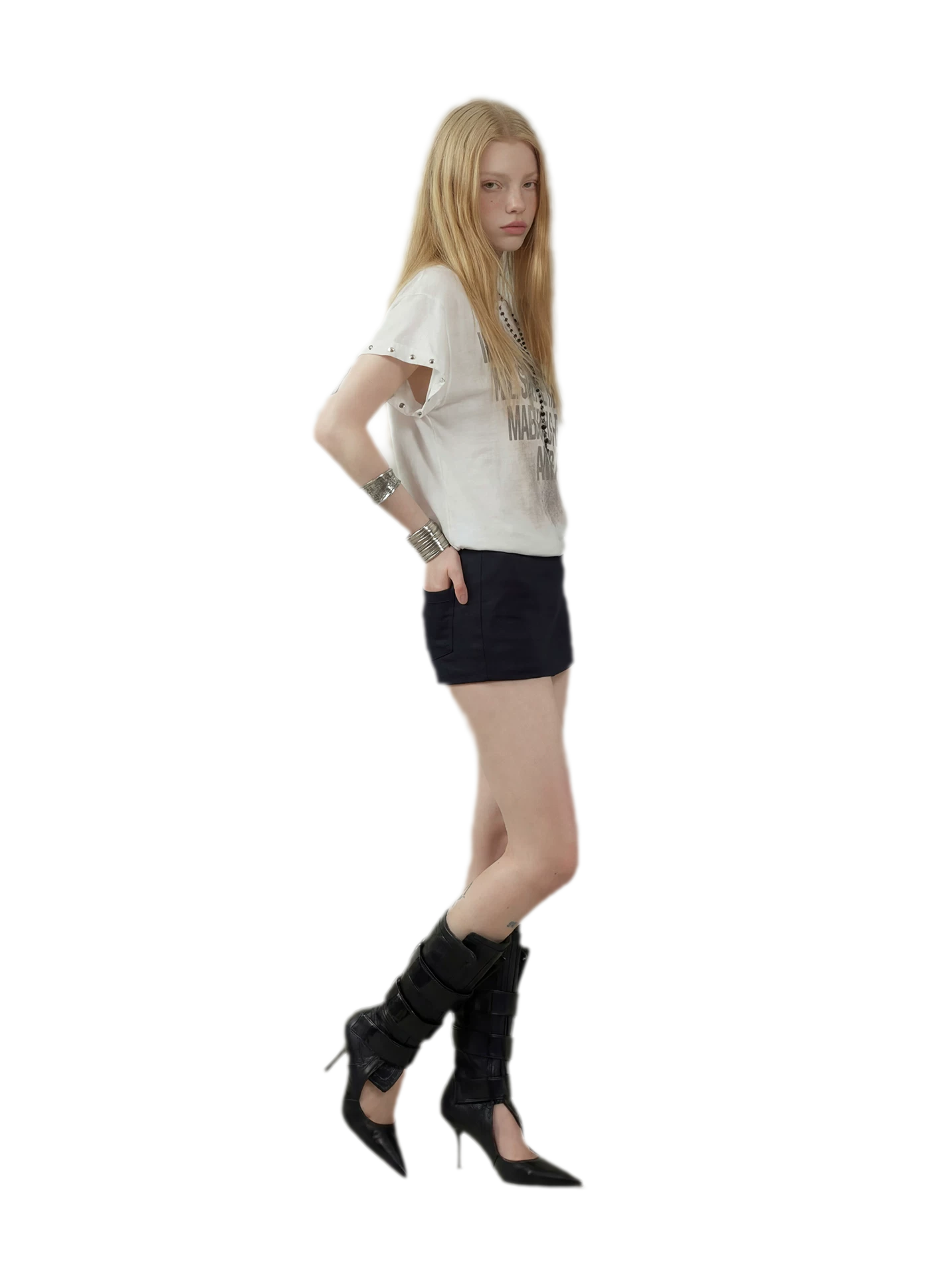 Studded Patchwork Graphic Dress