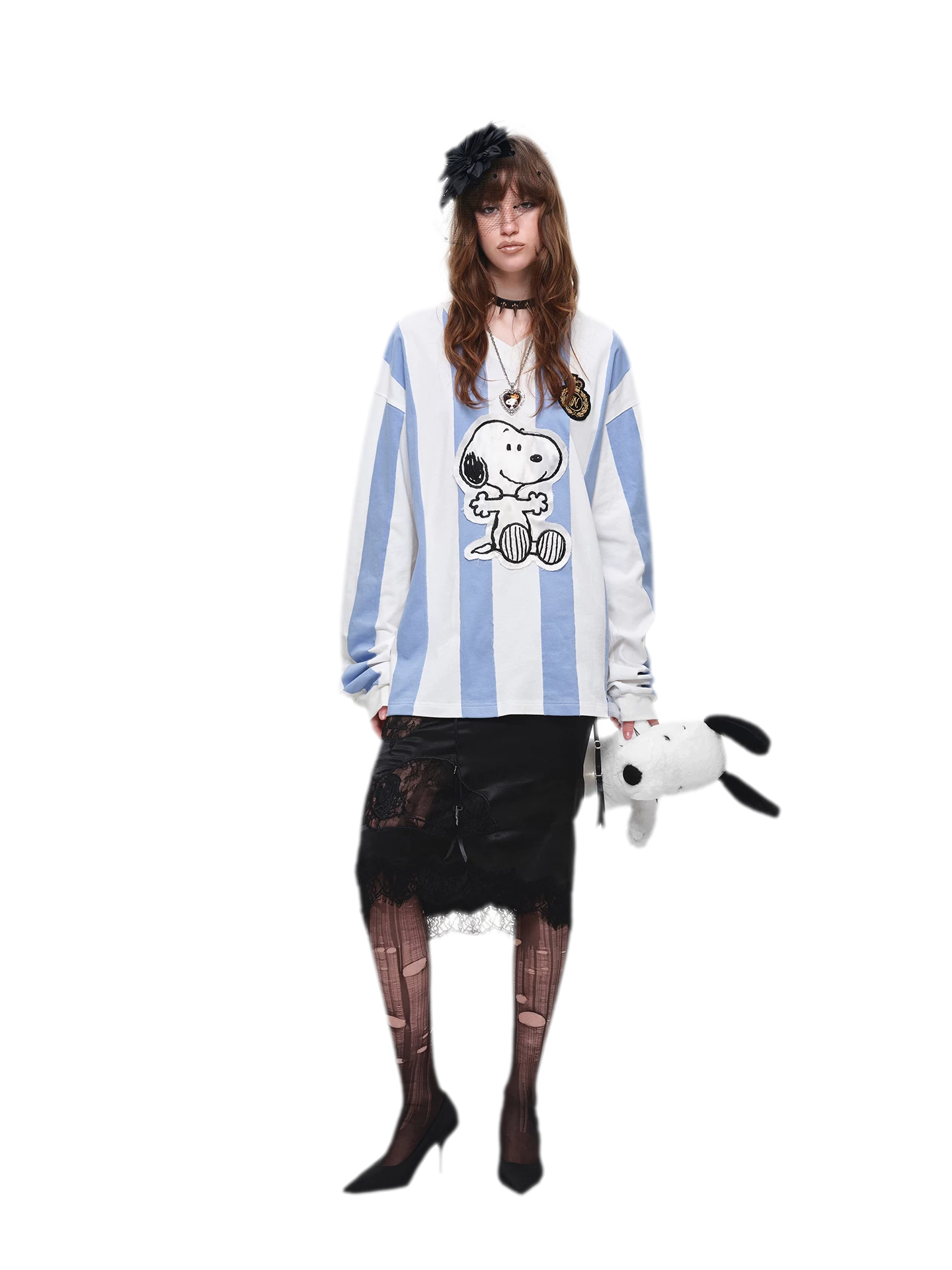 Retro Embroidered Striped T-Shirt