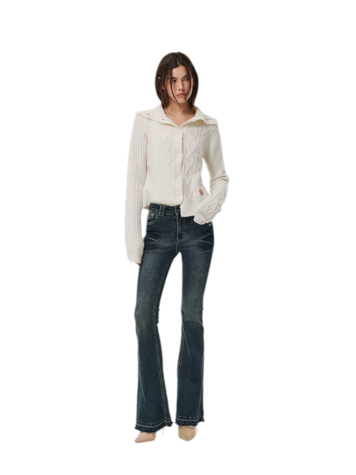 Taillierter Cardigan aus Zopfmusterstrick