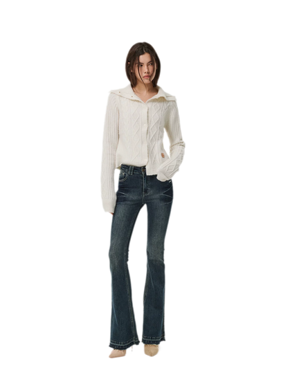 Taillierter Cardigan aus Zopfmusterstrick