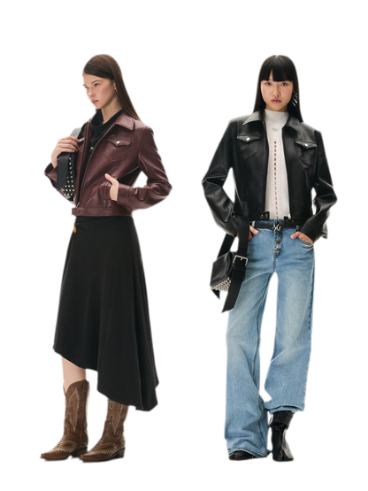 Meteorite Texture Fitted Leather Jacket