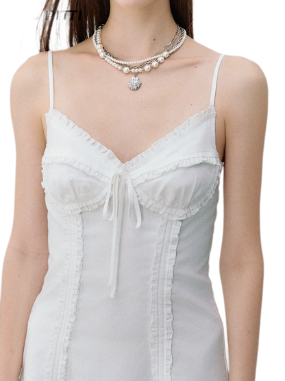 French Style Bow Tie Waist A-Line Dress