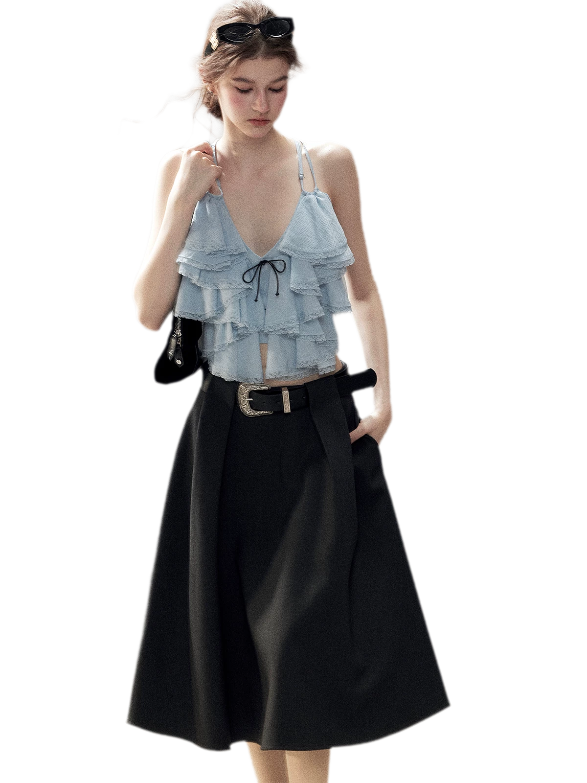 Pleated V-Neck Set