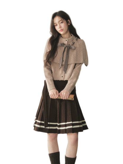 Cable Knit Cape Cardigan Set