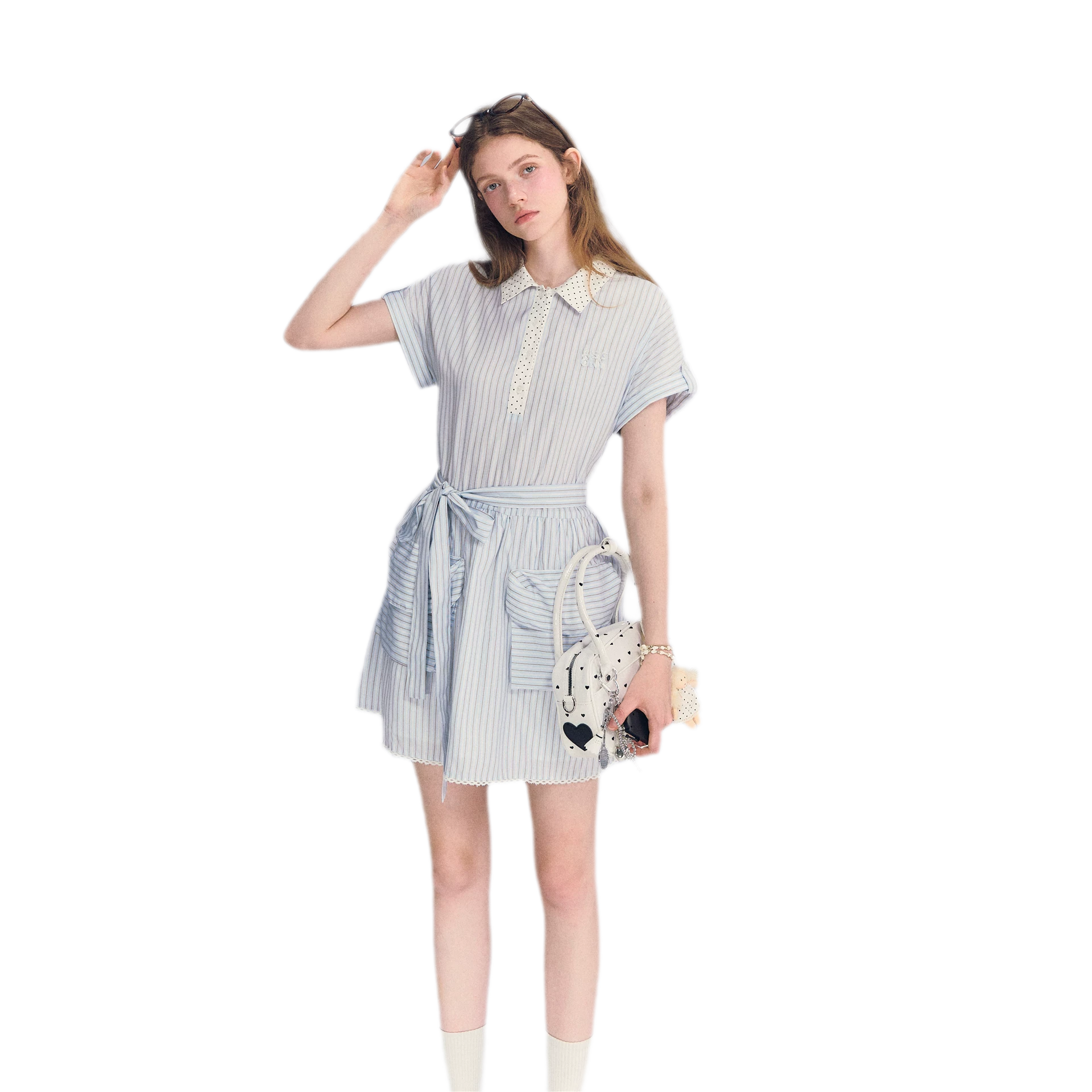 Striped Lace Trim Dress
