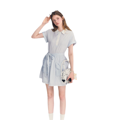 Striped Lace Trim Dress