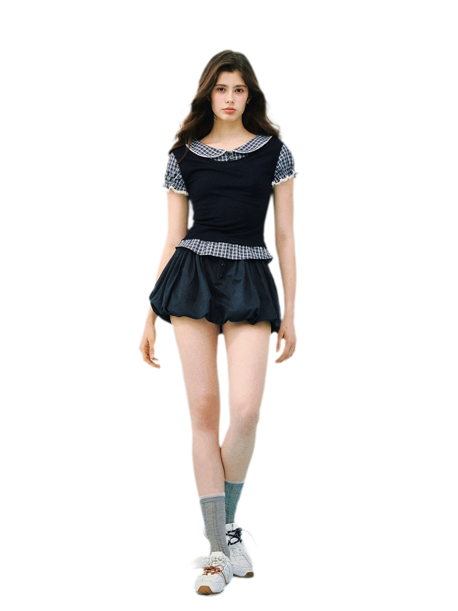 High-Intellect Tencel Wool Faux Two-Piece T-Shirt