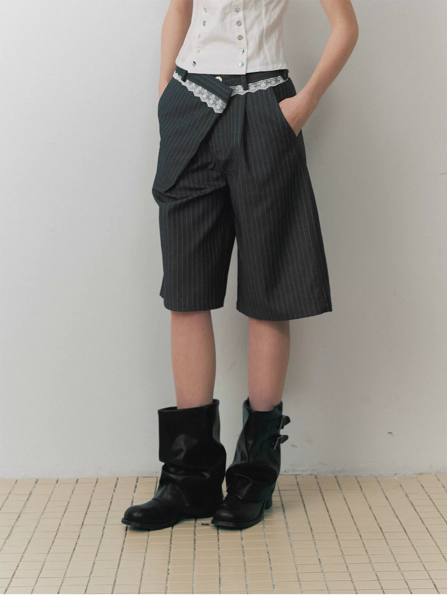 Grey Stripe Tailored Pants