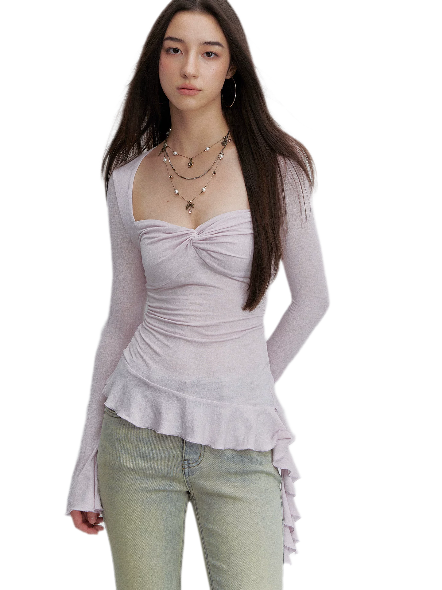 Twist Peplum Long Sleeve Top