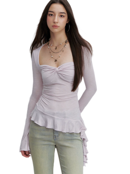Twist Peplum Long Sleeve Top