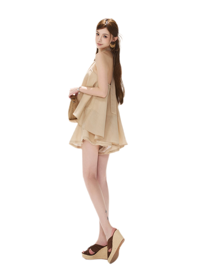 Halter Pleat Skort Set