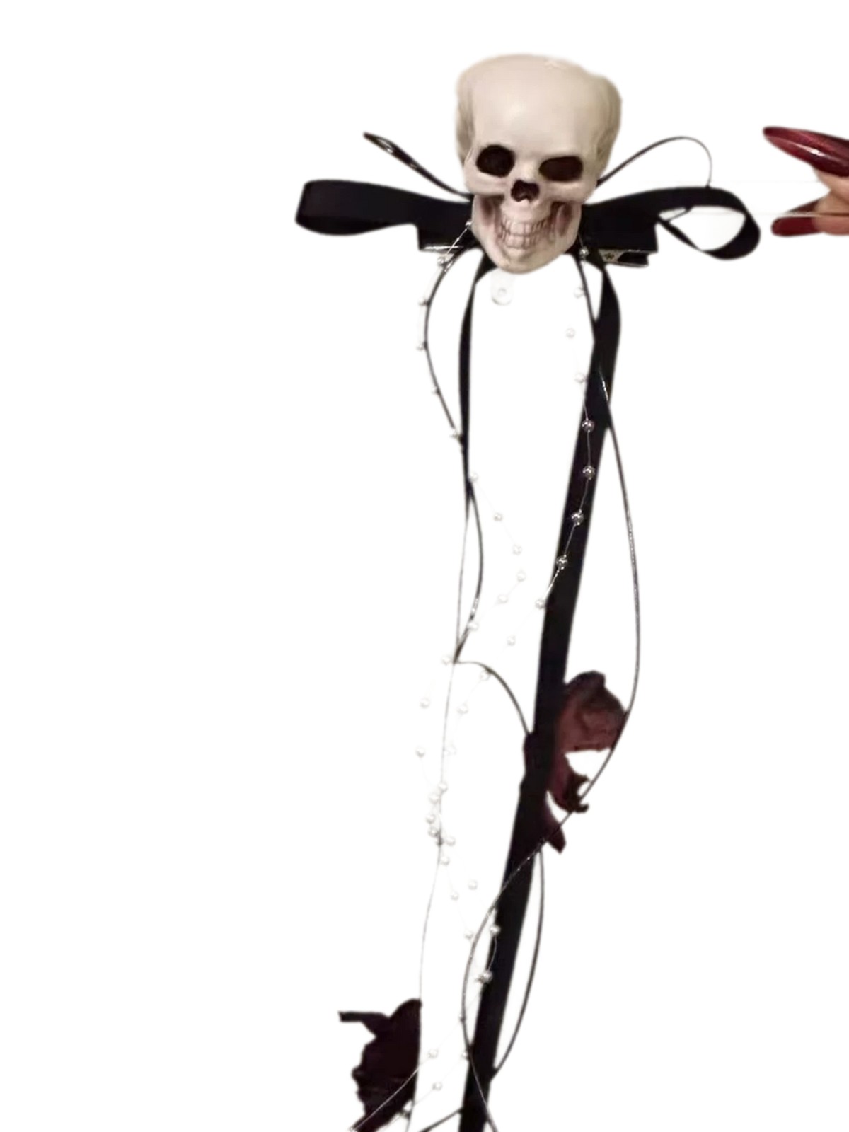 Gothic Skull Ribbon Hair Clips