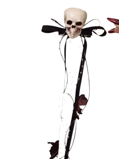 Gothic Skull Ribbon Hair Clips