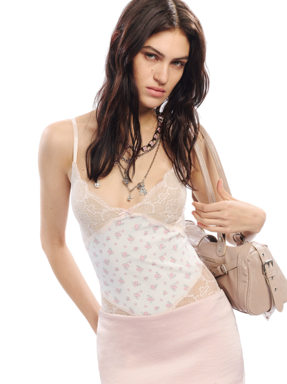 Vintage Rose Leopard Print Lace Camisole