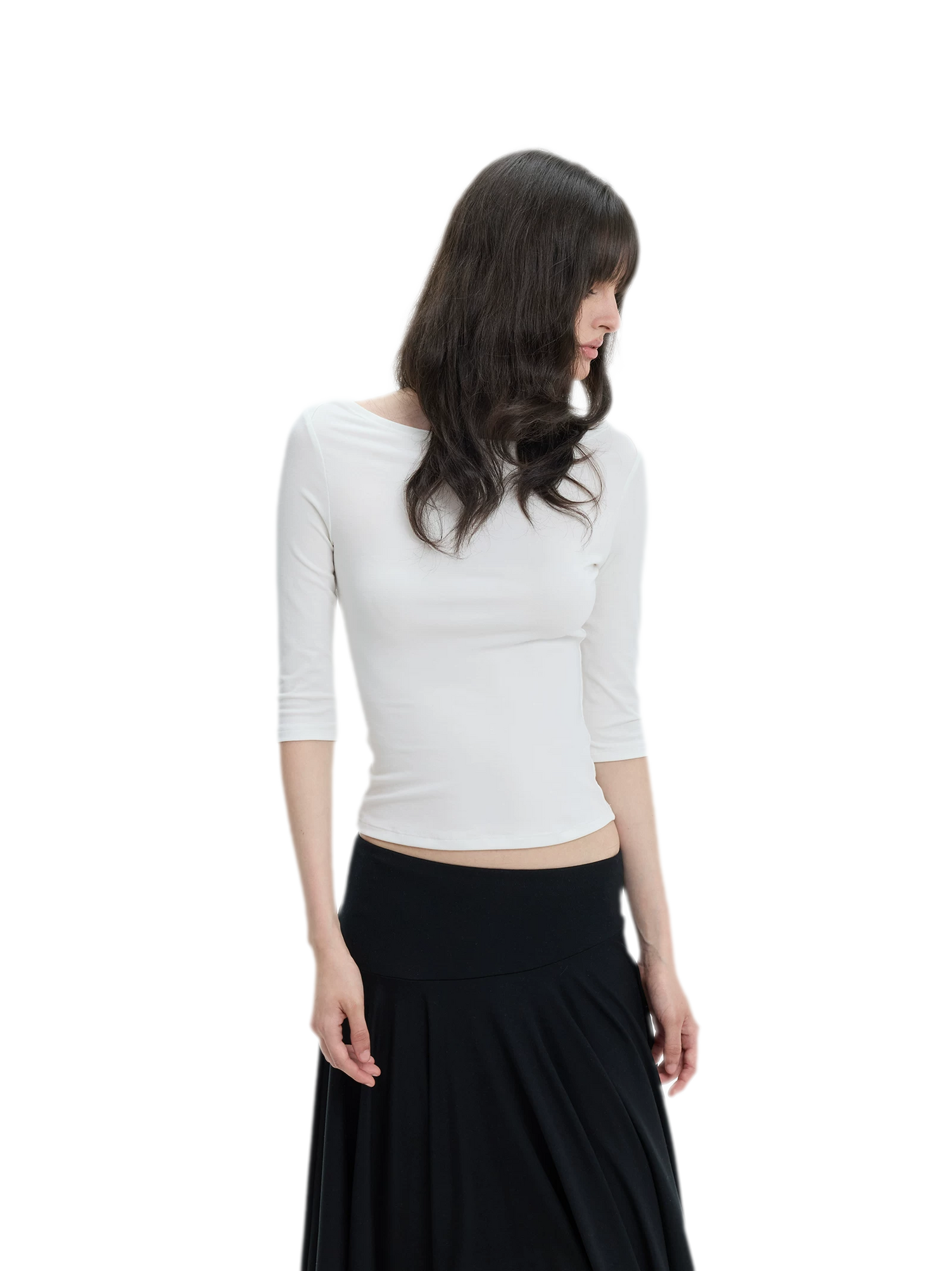 Lyocell Boat Neck Knit Top