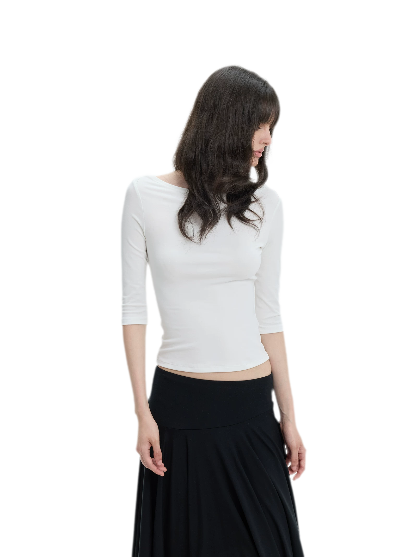 Lyocell Boat Neck Knit Top