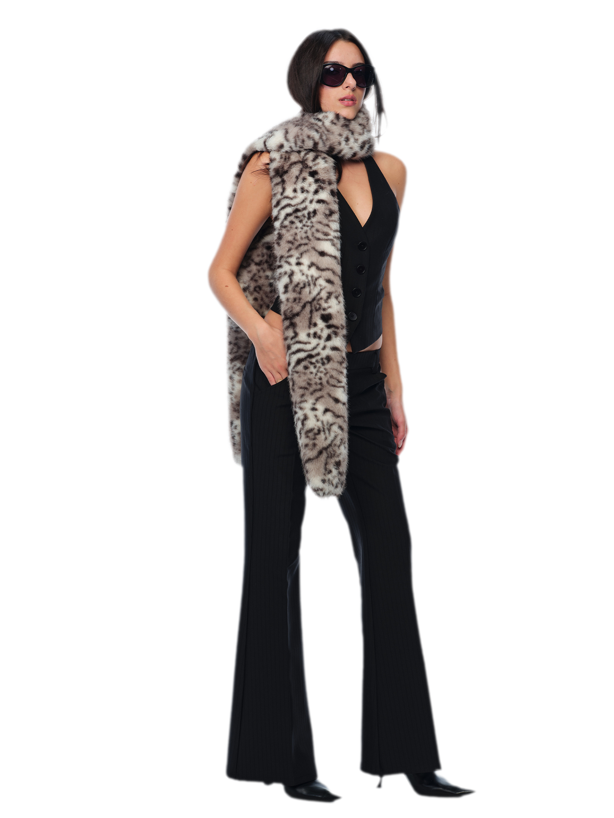 Bufanda de piel sintética con estampado de leopardo