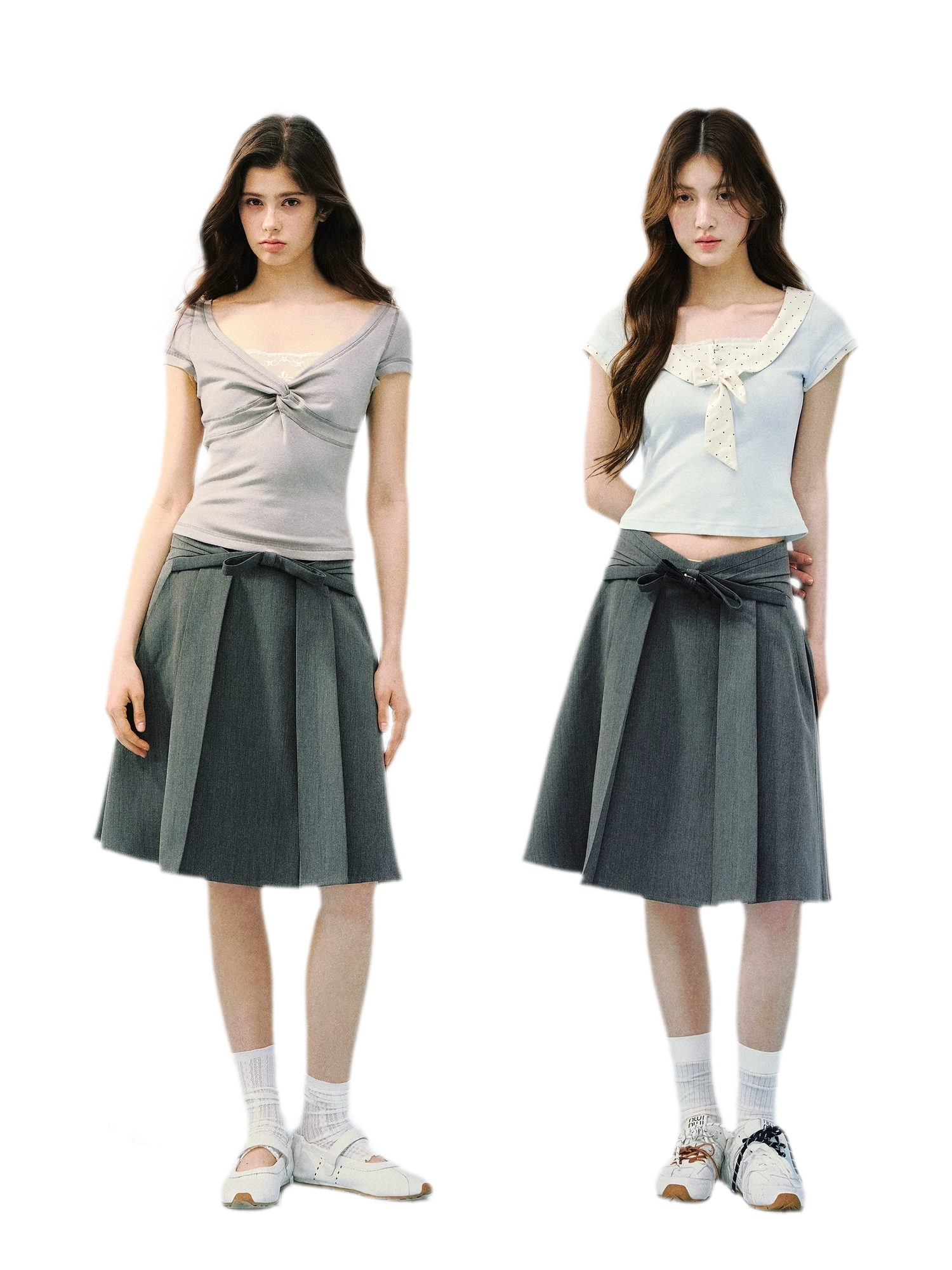 High Waist Pleated Midi Skirt