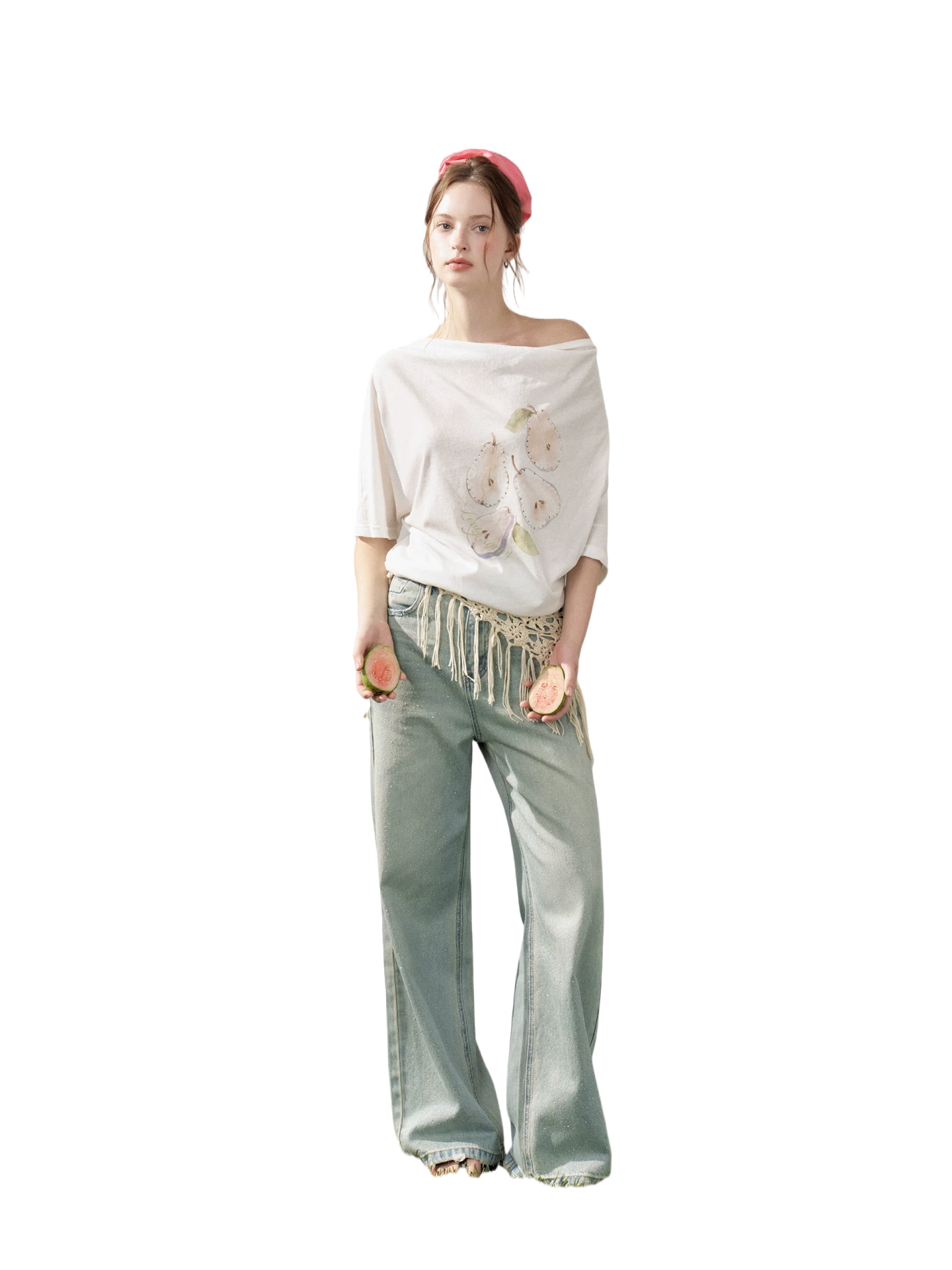 Starry Crystal Wide-Leg High-Waist Jeans