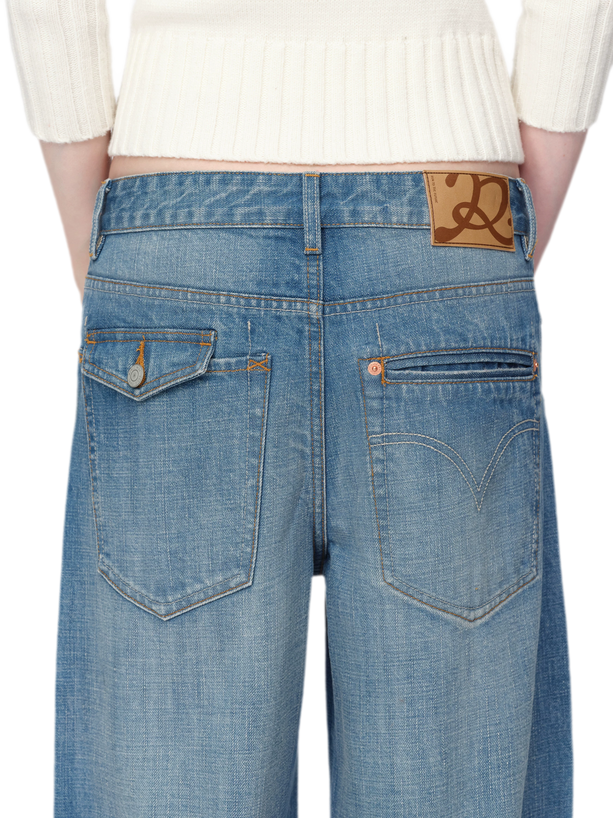 Washed Whisker Wide-Leg Jeans