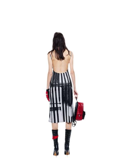 Printed Open-Back Dress