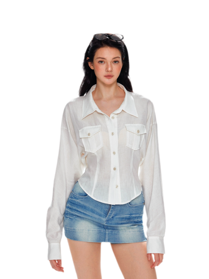 Washed Denim Low-Rise Skort