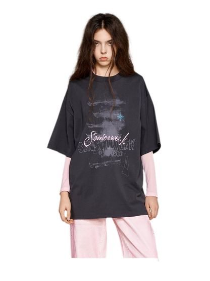 Cotton Rhinestone Graphic T-Shirt