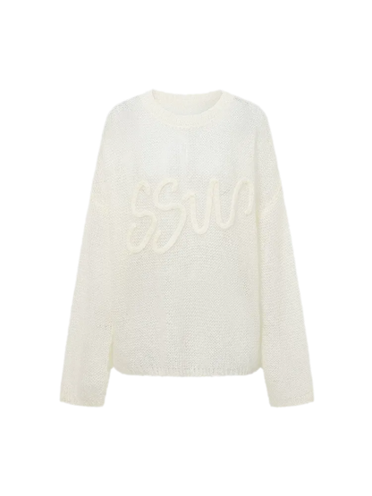 Mohair Openwork Logo Sweater