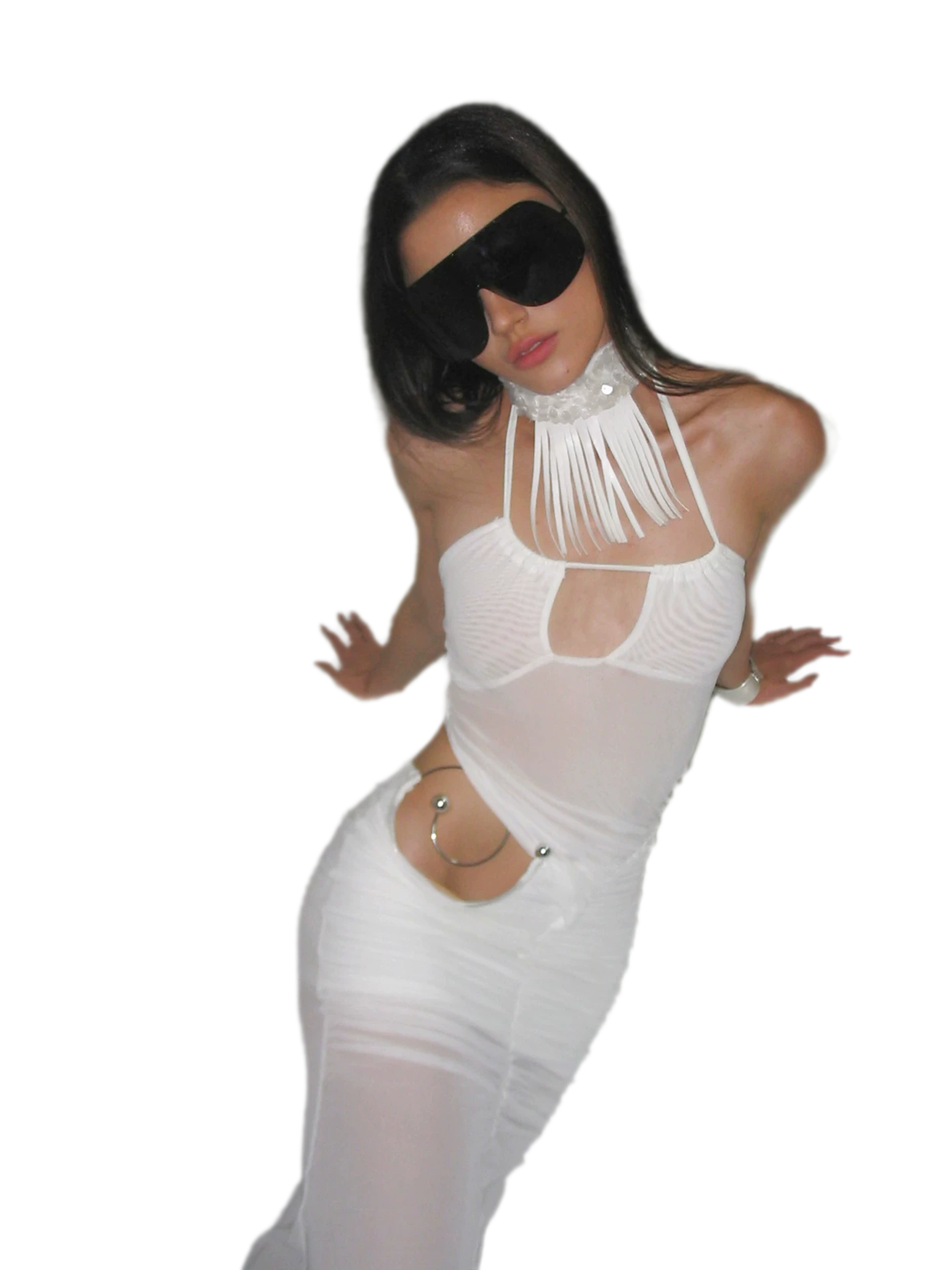 Silver Ring Mesh Dress