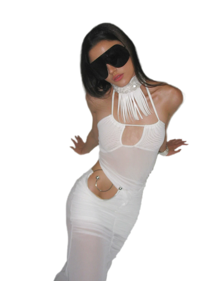 Silver Ring Mesh Dress