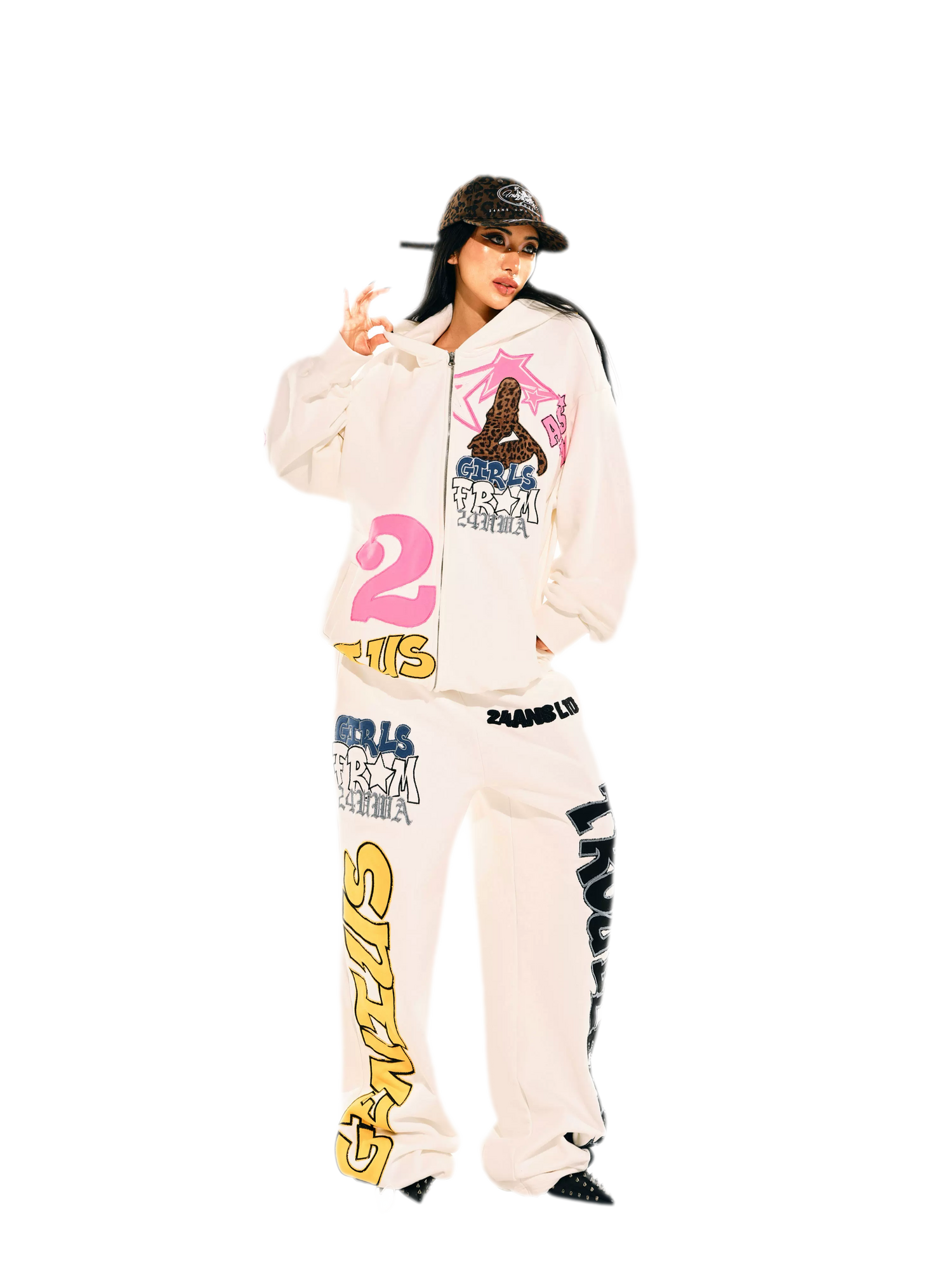 Appliqué Oversize Hoodie Pants Set