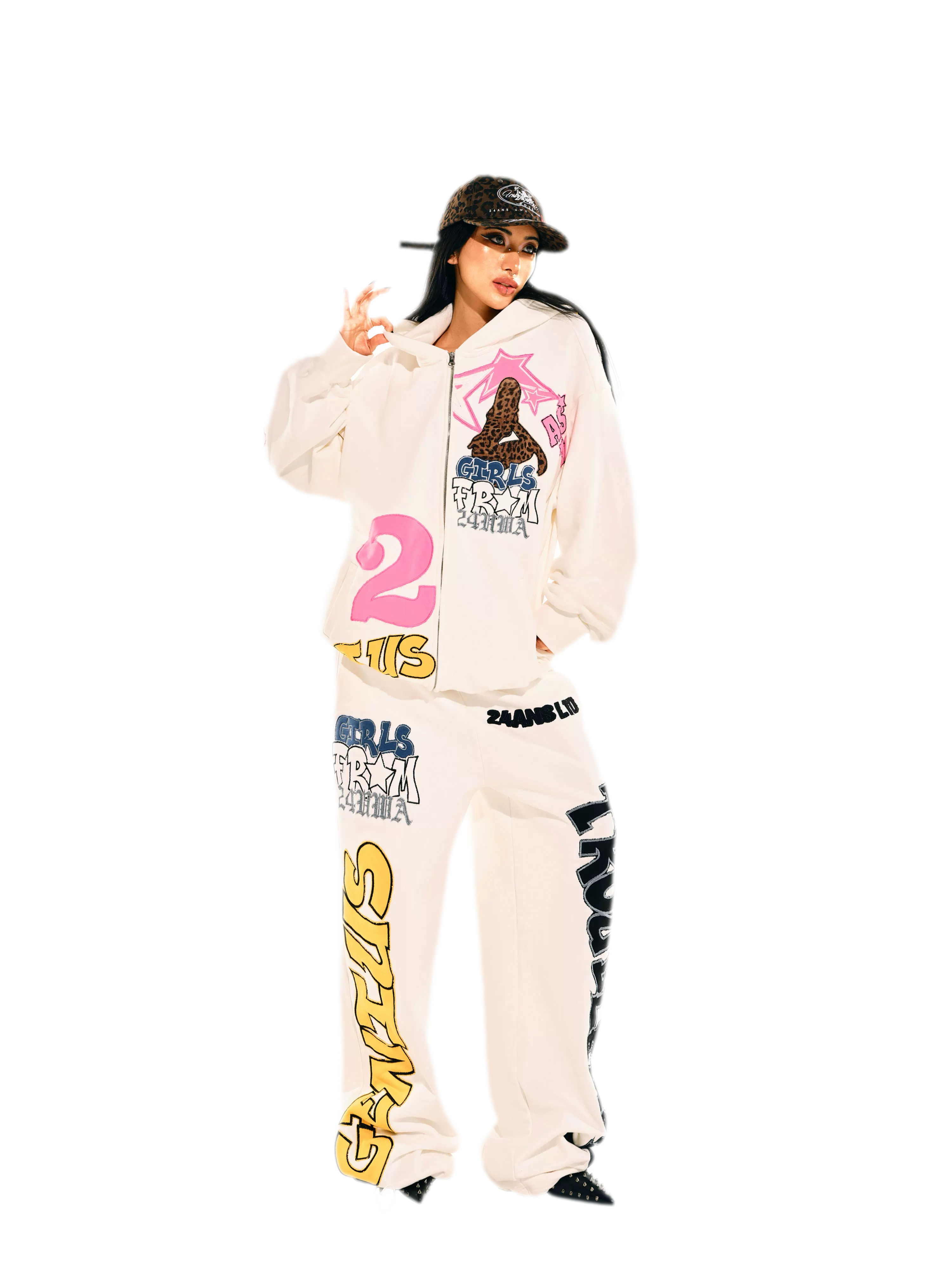 Appliqué Oversize Hoodie Pants Set