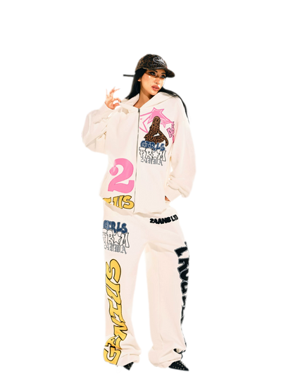 Appliqué Oversize Hoodie Pants Set