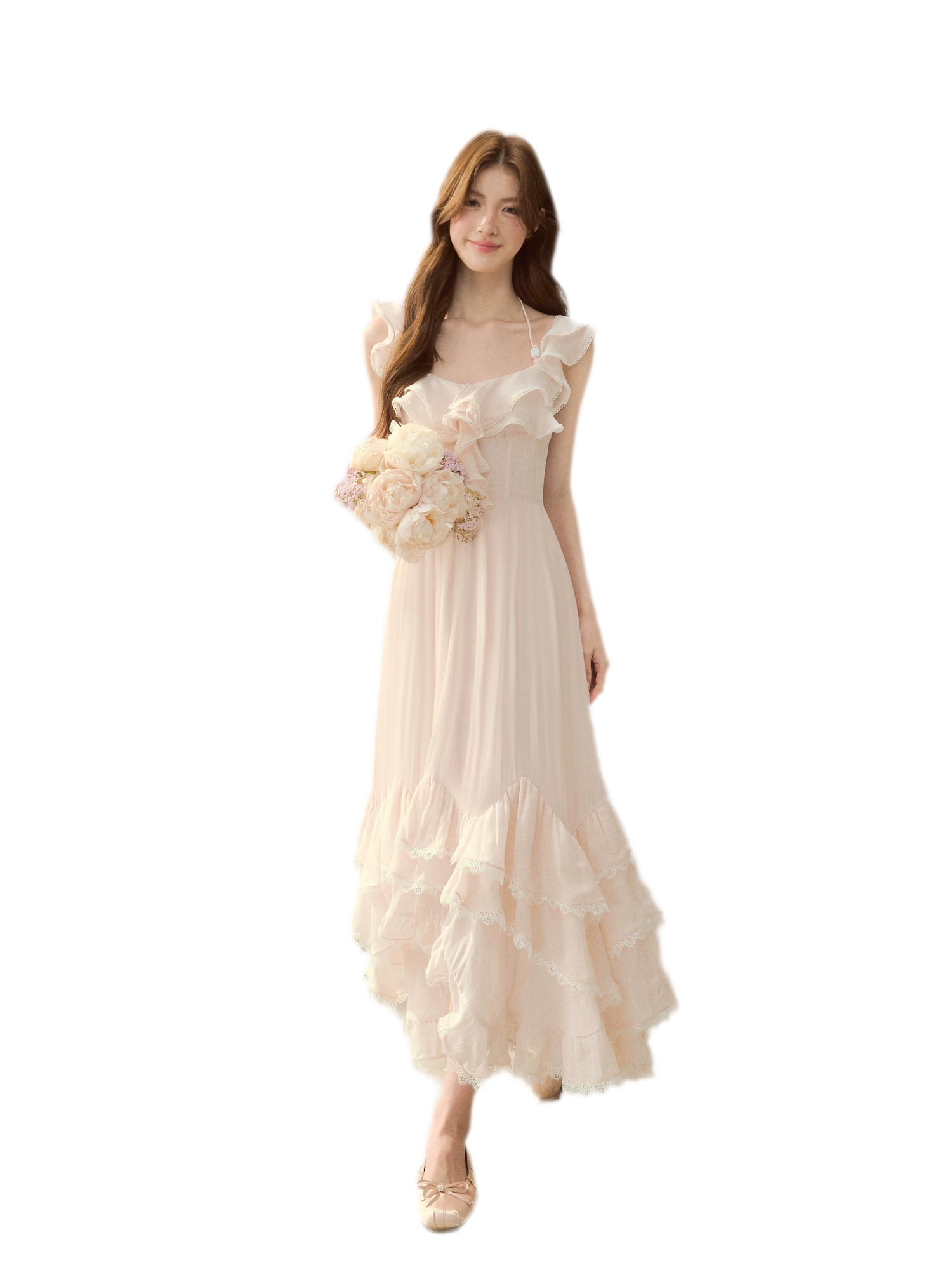 Soft Drape Ruffle Dress