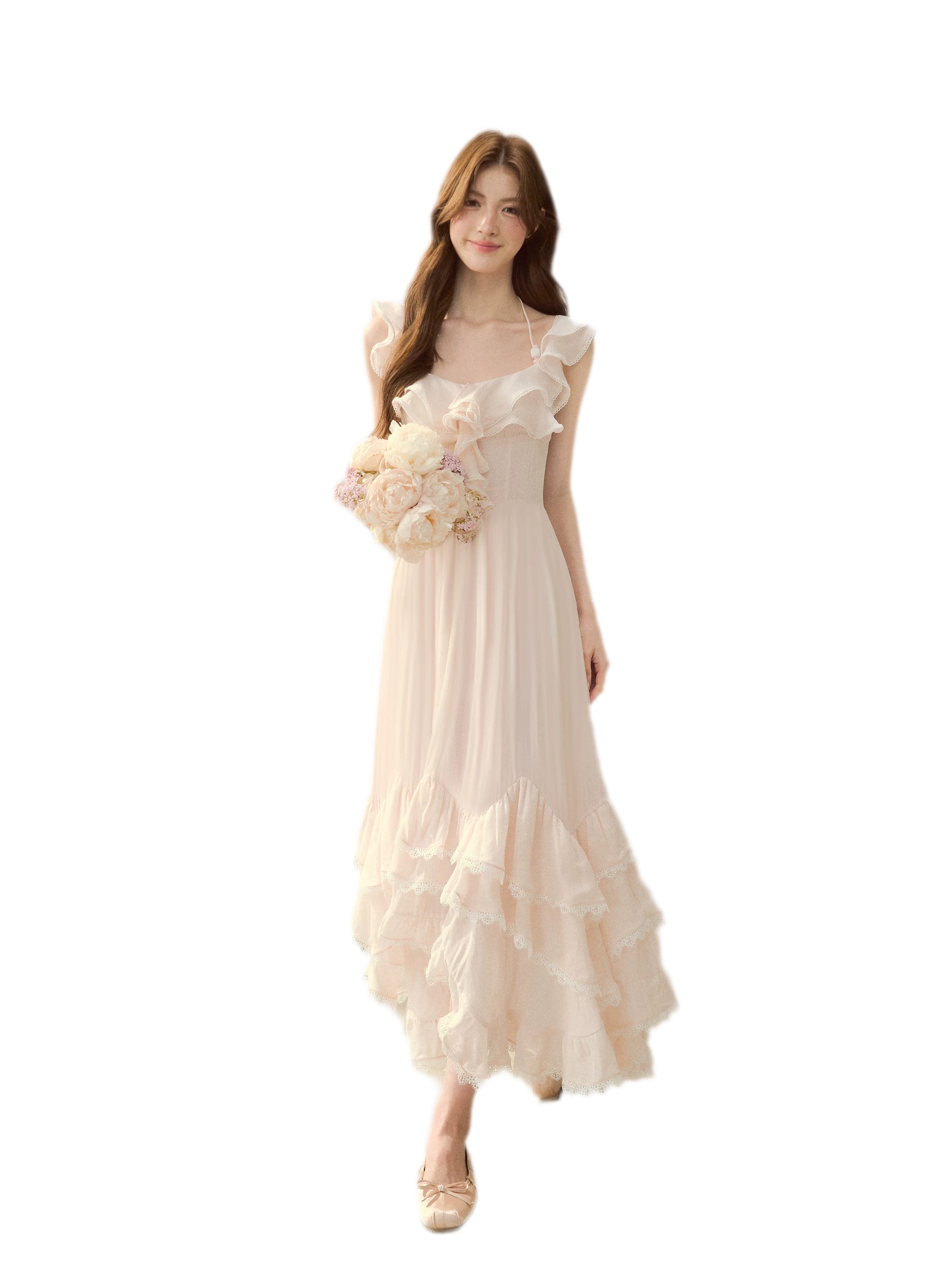 Soft Drape Ruffle Dress
