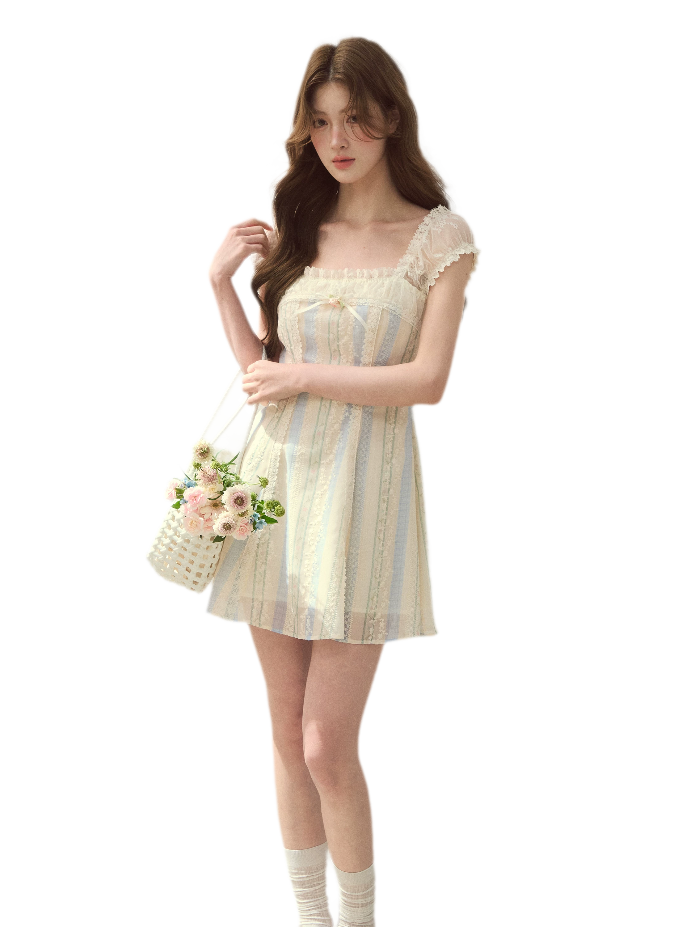 Floral Stripe A-Line Dress