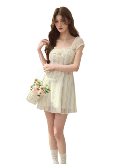 Floral Stripe A-Line Dress