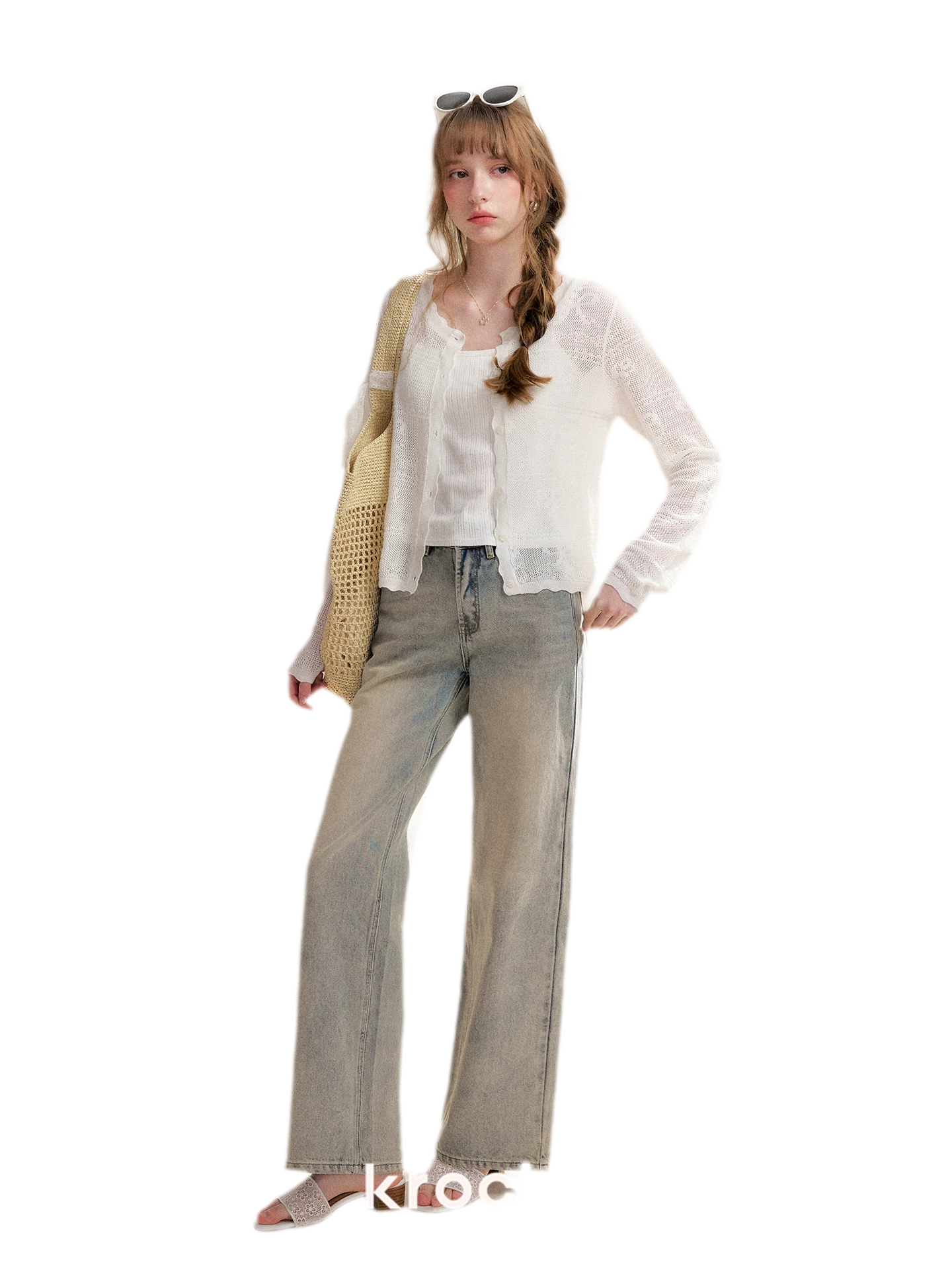 Rhinestone Logo Jeans