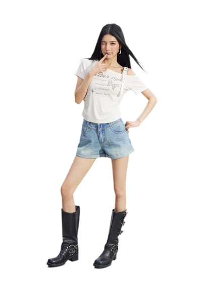 One-Shoulder Butterfly Tee