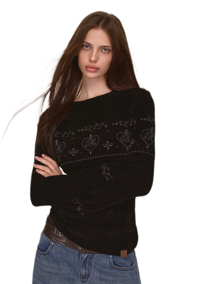 Fair-Isle-Pullover mit dreidimensionalem Plüsch