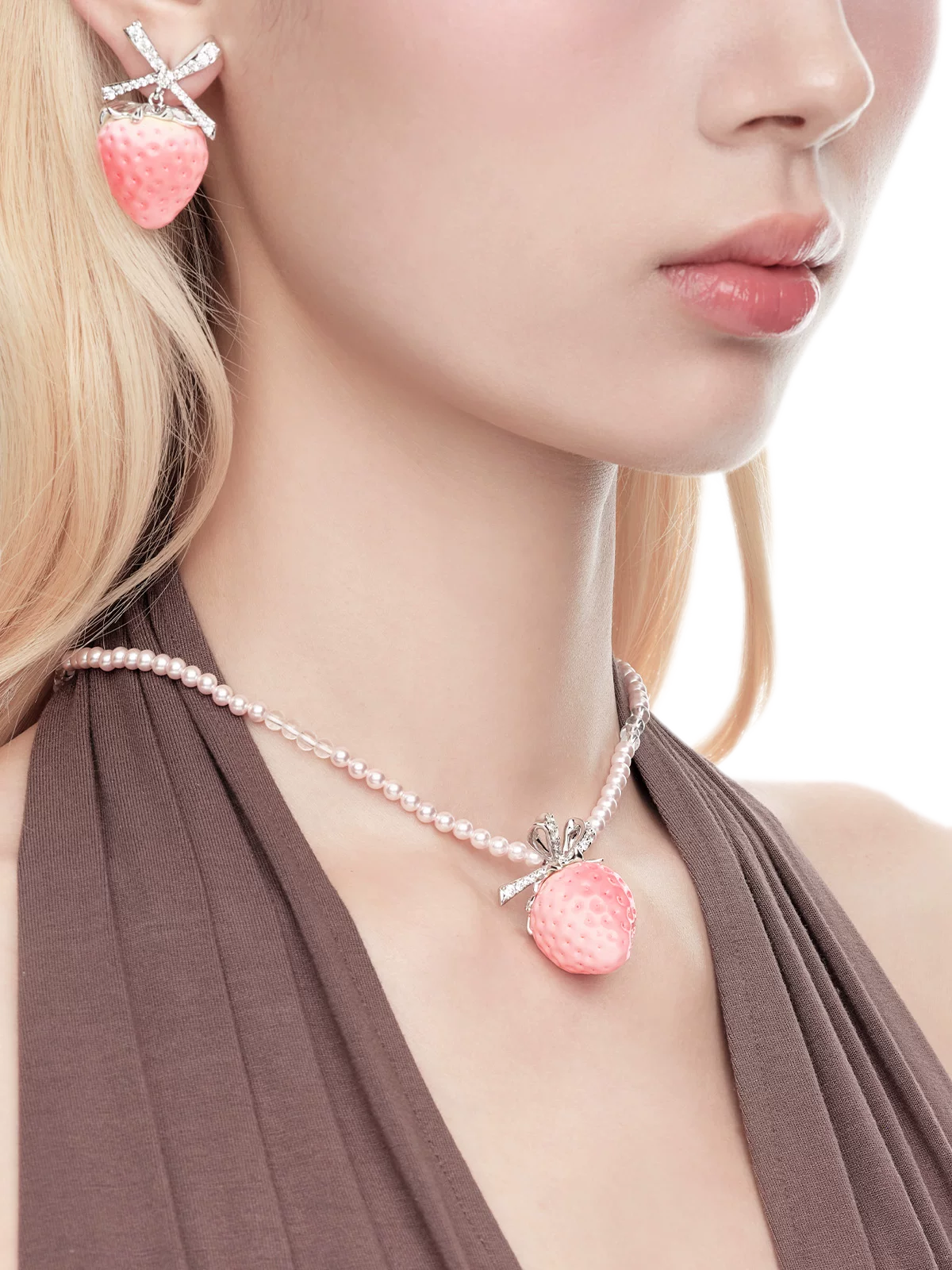 Crystal Pearl Strawberry Necklace