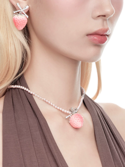 Crystal Pearl Strawberry Necklace