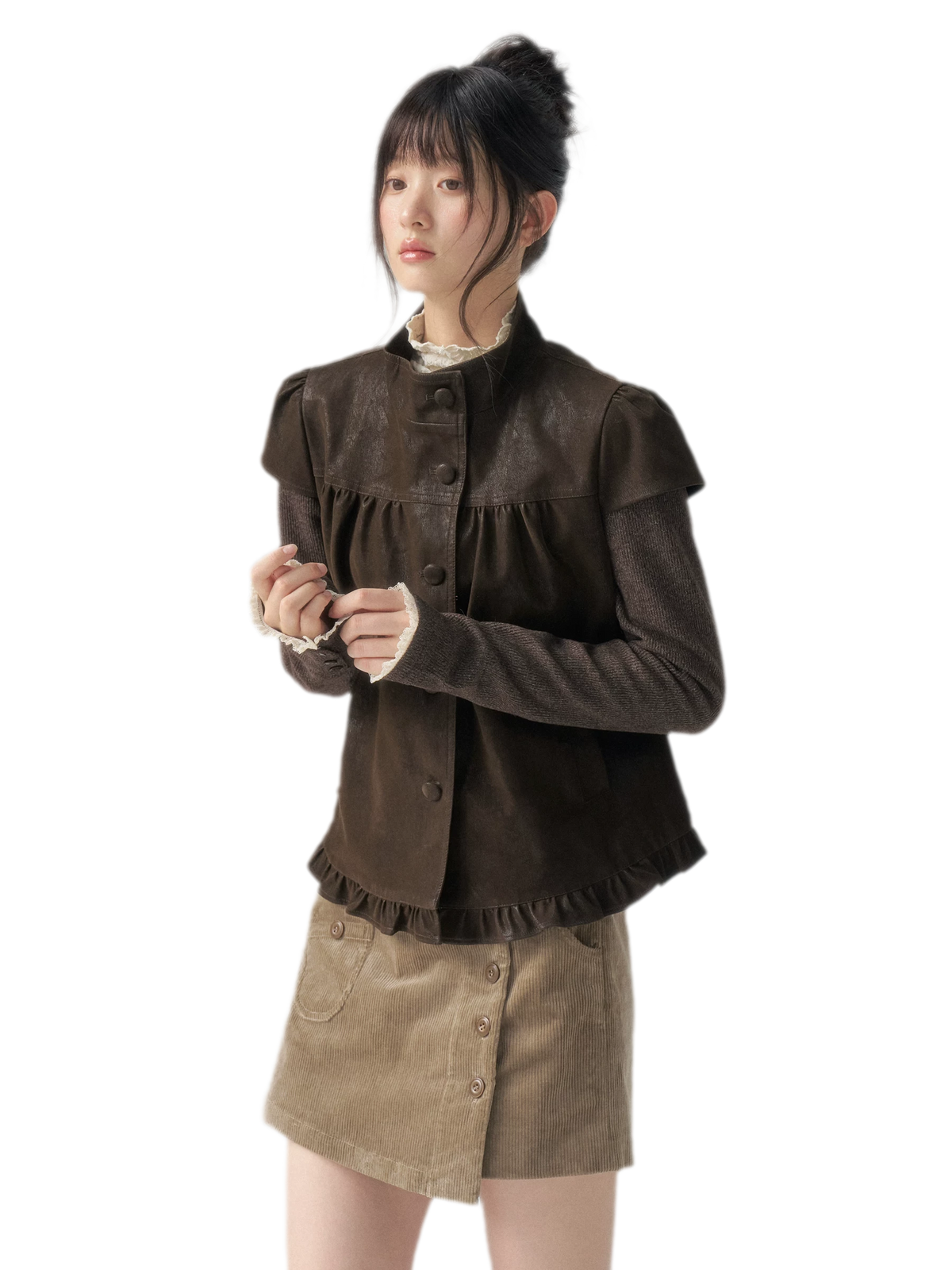 Suede Layered Flare Jacket