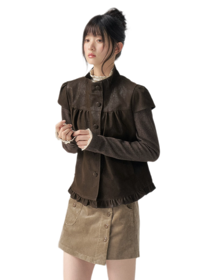 Suede Layered Flare Jacket