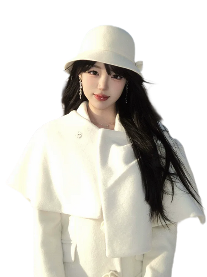 Long-Pile Wool Cape Coat